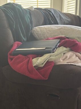 Black Leather Tablet Folio Case with Pen Holder